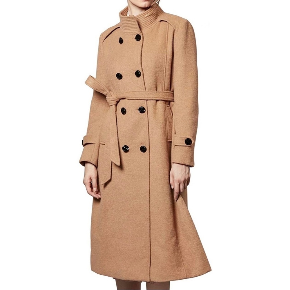 ***SOLD*** Escalier Women's Wool Trench Coat Double-Breasted with Belt - XS